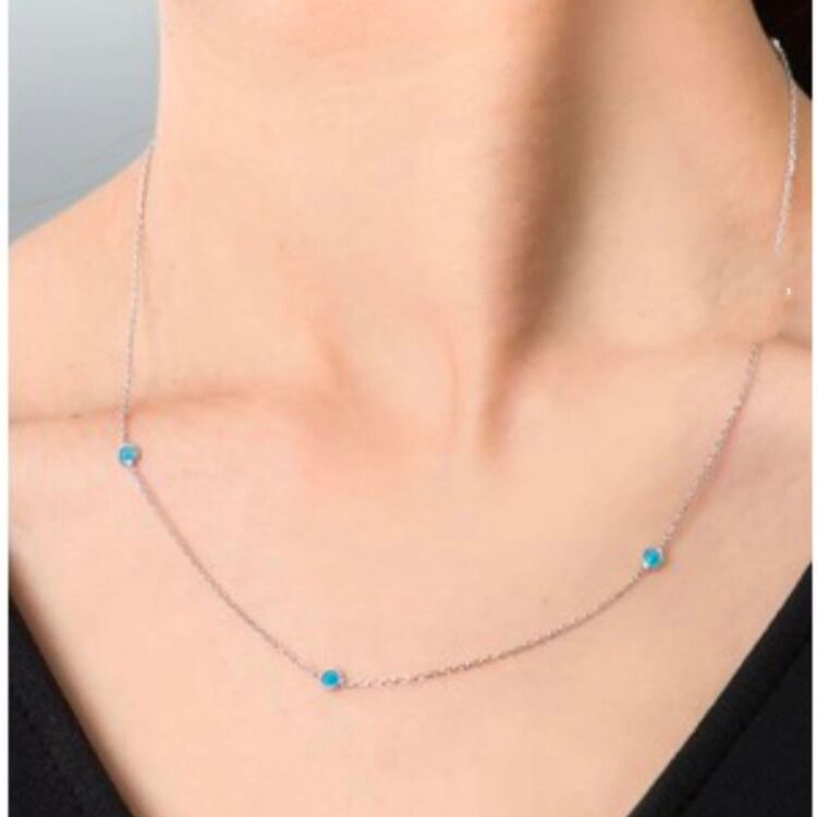 ÇELİK SİLVER NAZAR BONCUKLU MODEL KOLYE 
