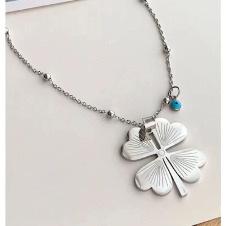 ÇELİK NAZARLI YONCA MODEL KOLYE