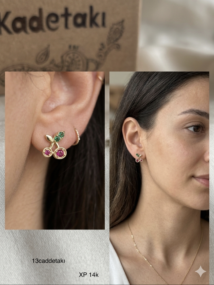 XUPİNG 14K KİRAZ MODEL KÜPE