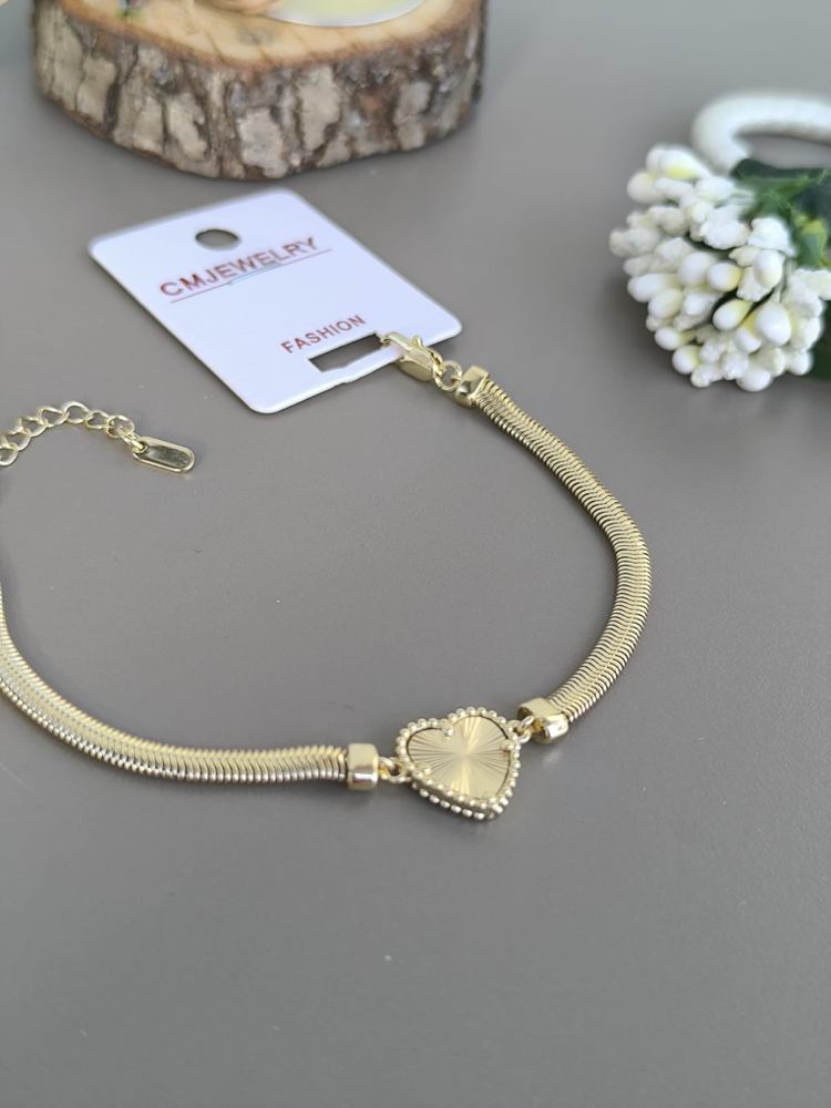 VİP SERİ 14K YALDIZLI KALP MODEL BİLEKLİK