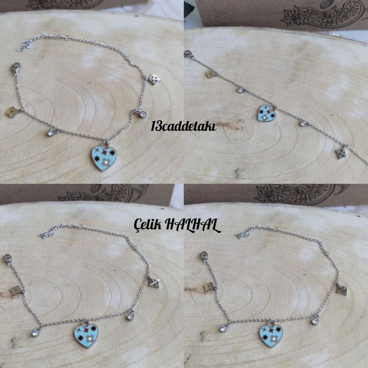 ÇELİK MAVİ KALPLİ MODEL HALHAL