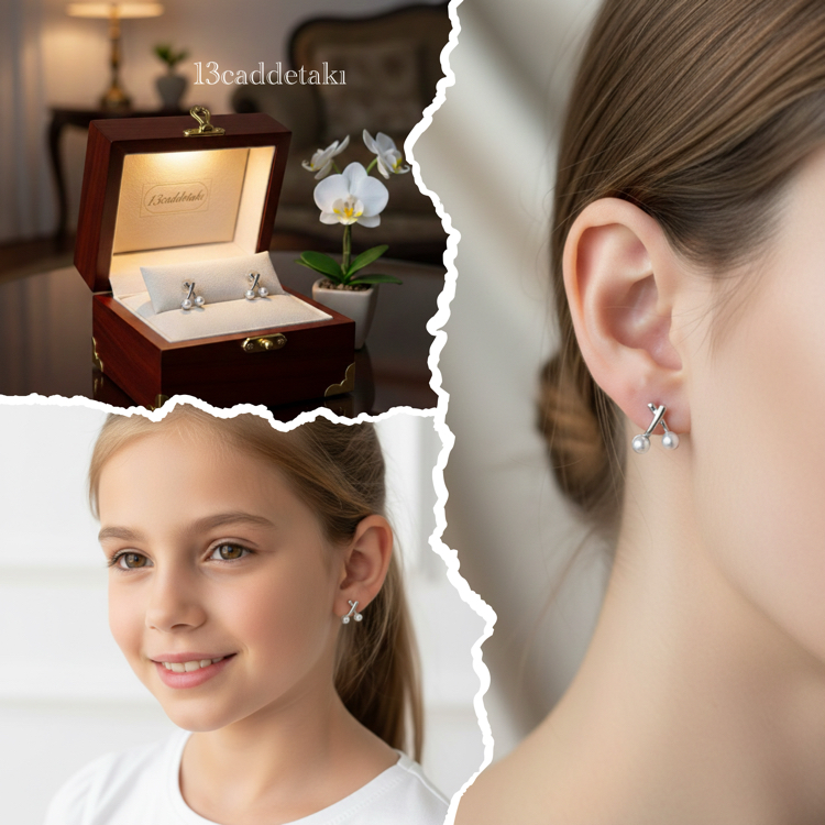 ÇELİK İNCİLİ KİRAZ MODEL MİNİK KÜPE