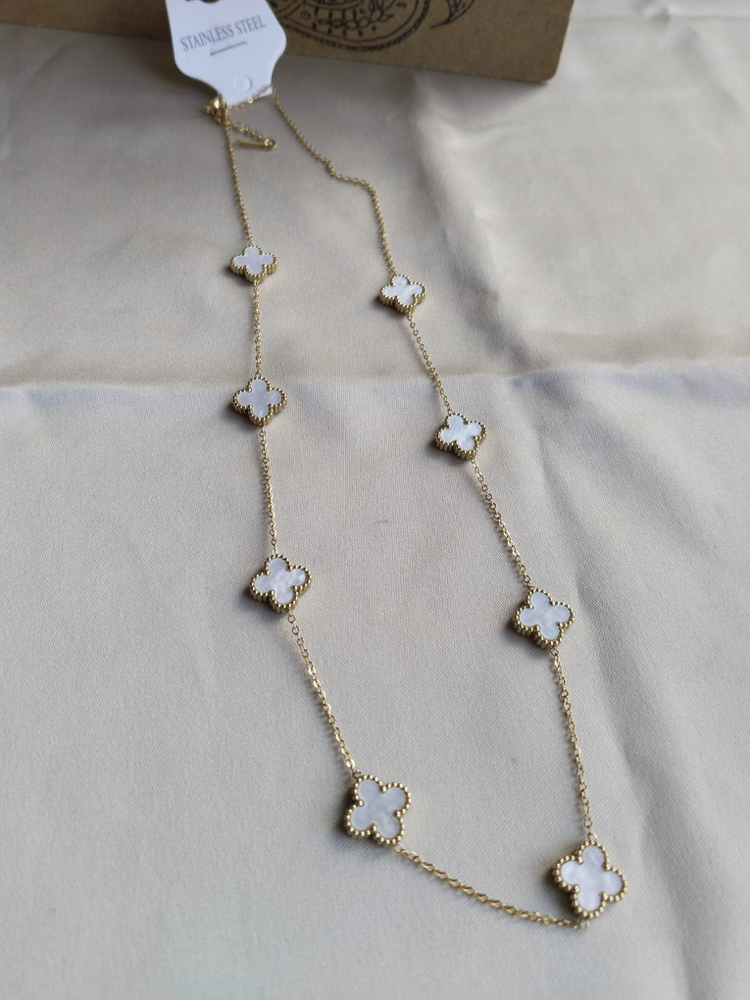 ÇELİK SEDEFLİ YONCA MODEL KOLYE 60cm