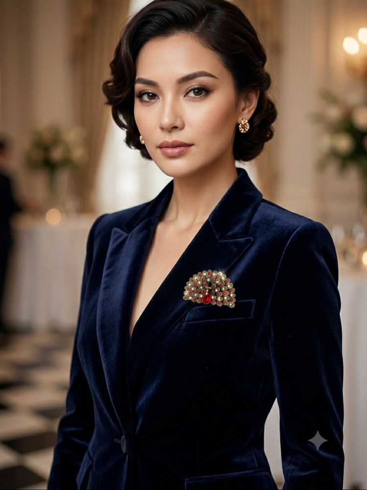 KIRMIZI TAŞLI TAVUSKUŞU MODEL BROŞ