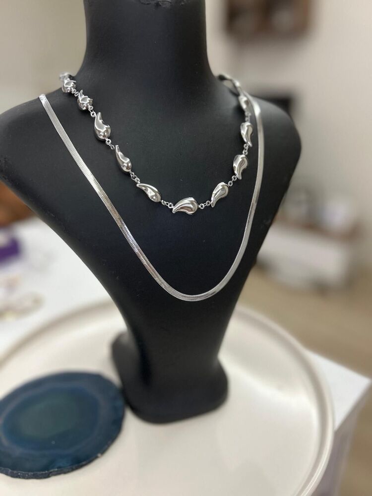 ÇELİK BOTTEGA MODEL BADEM KOLYE