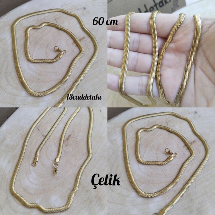 ÇELİK KALIN EZME MODEL UZUN KOLYE 