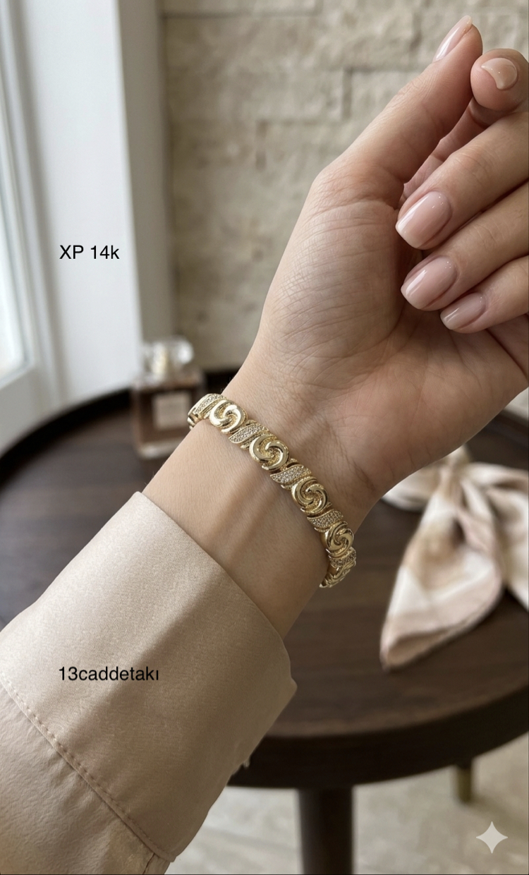 XUPİNG 14K TAŞLI SARMAL BİLEKLİK