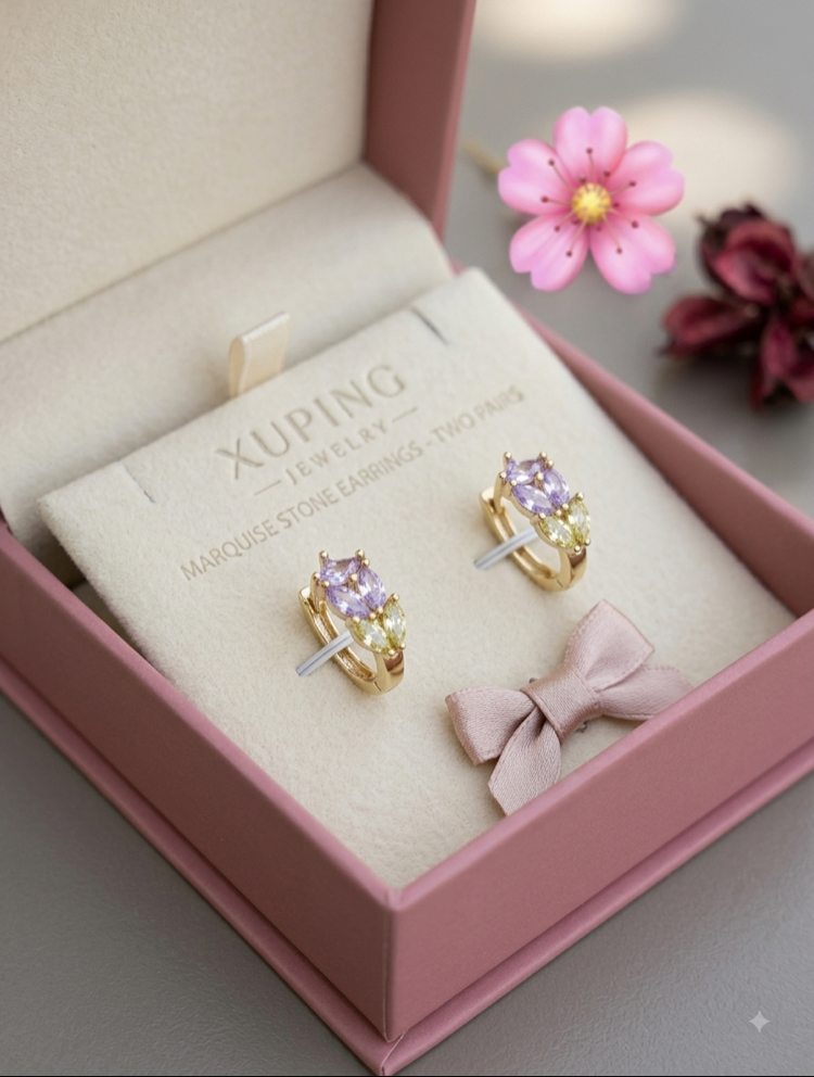 XUPİNG 14K RENKLİ TAŞLI KÜPE
