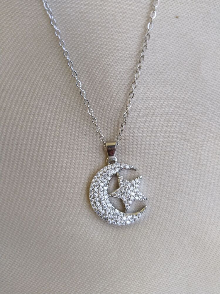 ÇELİK TAŞLI AY YILDIZLI MODEL KOLYE