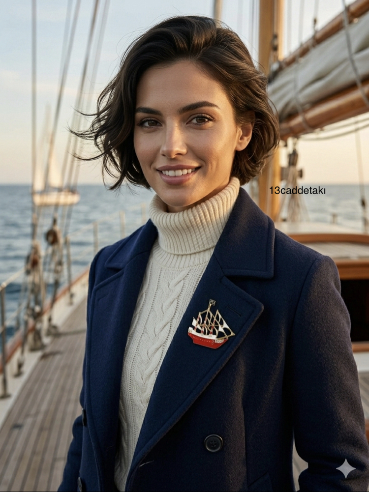 YELKENLİ GEMİ MODEL BROŞ