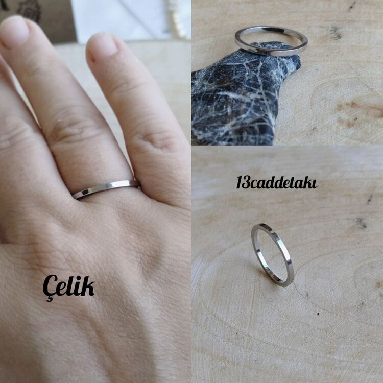 ÇELİK SİLVER KÖŞELİ ALYANS YÜZÜK
