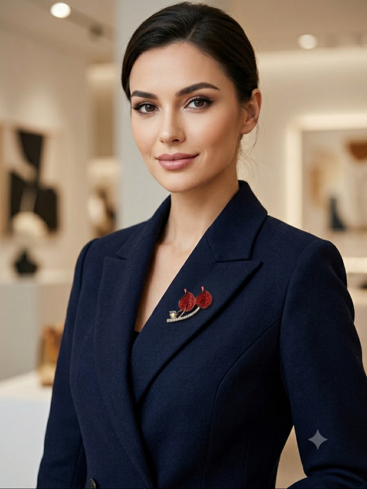 KIRMIZI YAPRAKLI MODEL BROŞ