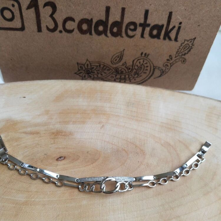 ÇELİK XUPİNG SİLVER ÇİFT ZİNCİRLİ MODEL BİLEKLİK