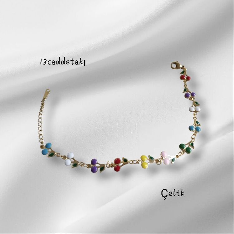 ÇELİK RENKLİ KİRAZ MODEL BİLEKLİK