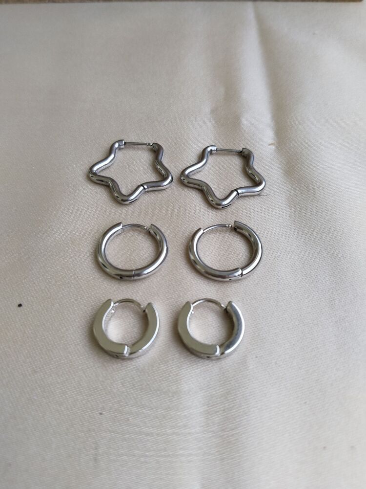 ÇELİK ÇOKLU MODEL SİLVER KÜPE SETİ