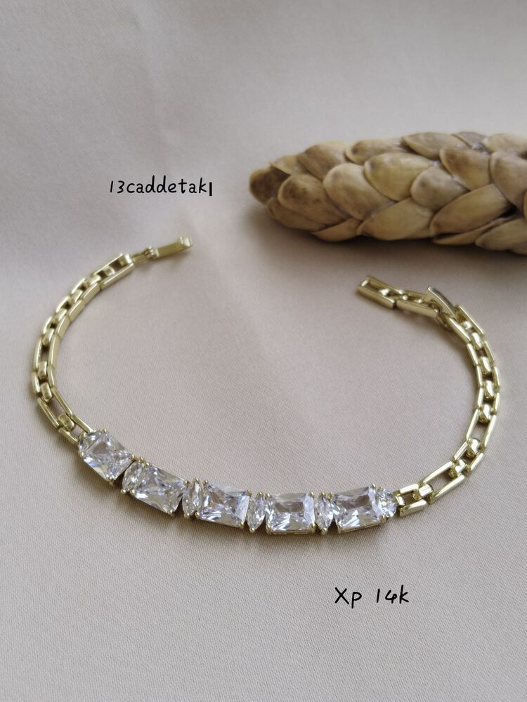 ÇELİK XP 14K SIRA BAGET TAŞLI BİLEKLİK
