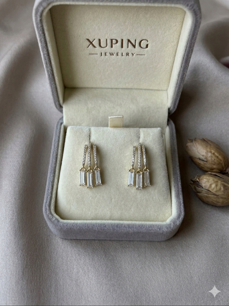 XUPİNG 14K TAŞLI SALLANTILI ÇOKLI KÜPE