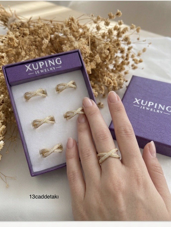 XUPİNG 14K TAŞLI ÇARPRAZ MODEL YÜZÜK