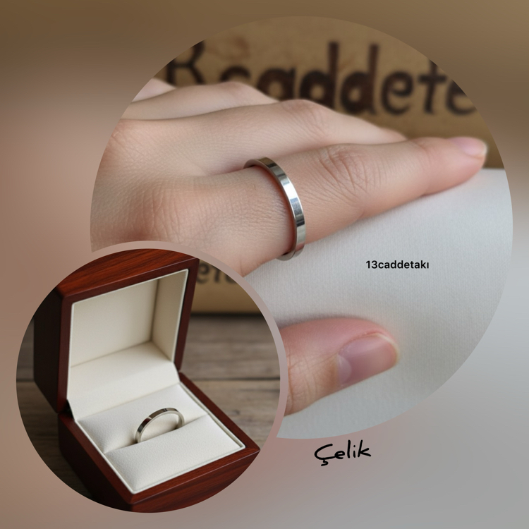 ÇELİK KÜT MODEL İNCE ALYANS YÜZÜK