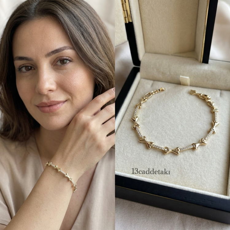 VİP SERİ 14K TAŞLI SONSUZLUK MODEL BİLEKLİK 