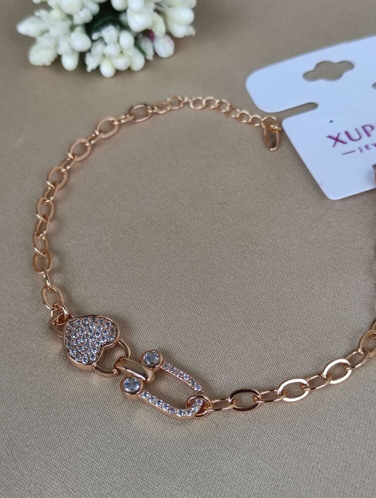 ÇELİK XUPİNG ROSE TAŞLI KİLİT VE KALP MODEL BİLEKLİK