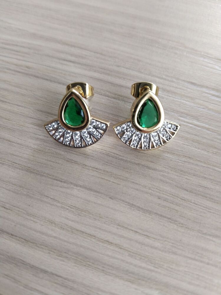ÇELİK YEŞİL SU DAMLASI MODEL YELPAZE KÜPE