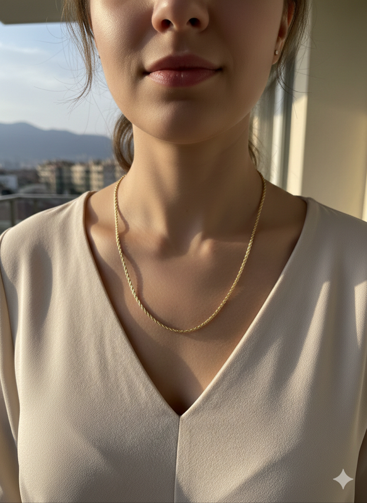 VİP SERİ 14K BURGU MODEL KOLYE 45 cm