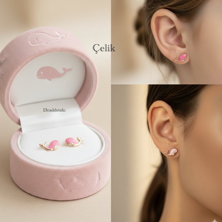 XUPİNG KÜÇÜK PEMBE YUNUS MODEL KÜPE