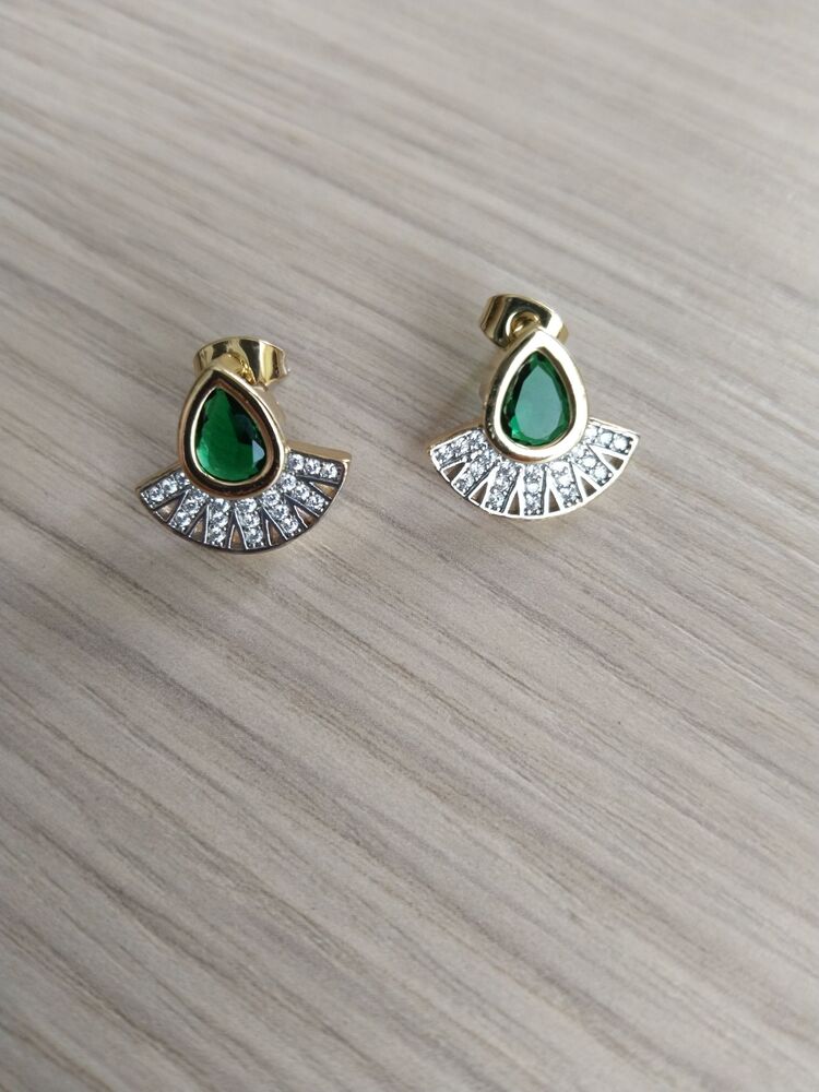 ÇELİK YEŞİL SU DAMLASI MODEL YELPAZE KÜPE