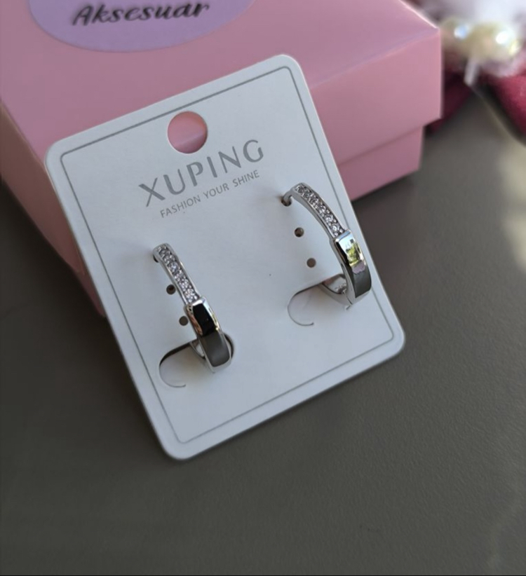 XUPİNG TAŞLI OVAL HALKA KÜPE