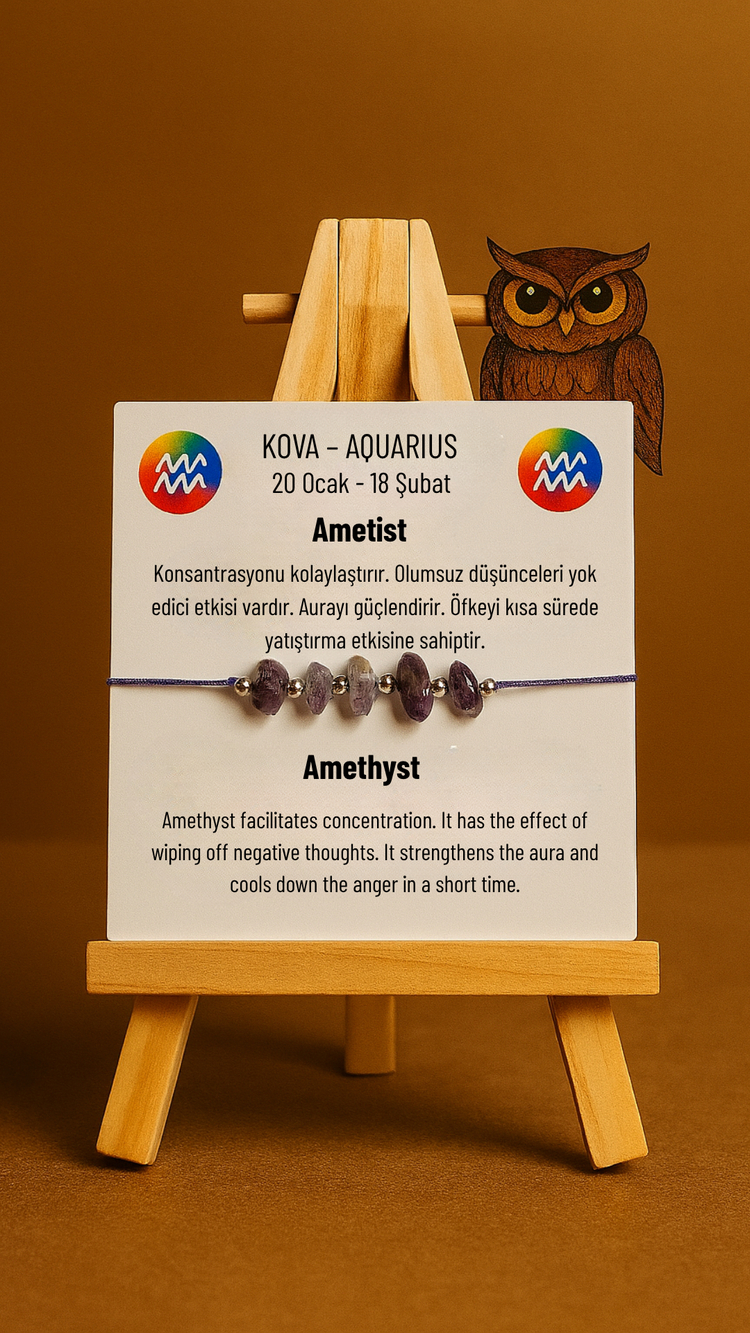 Kova Burcu Doğal Kırıktaş Bilekliği