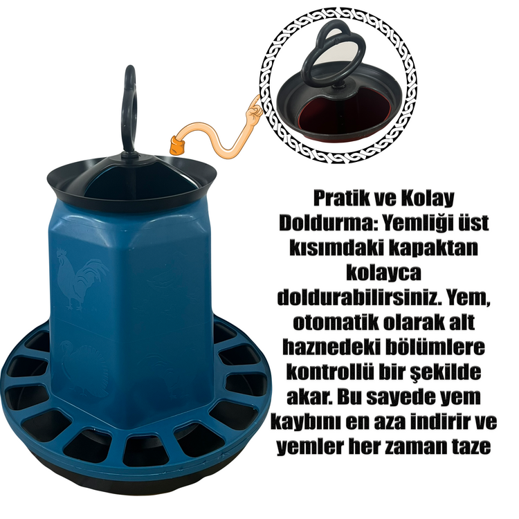 Pratik Üstten Dolum: 4.5 LT Tavuk Yemliği - Yem İsrafına Son!