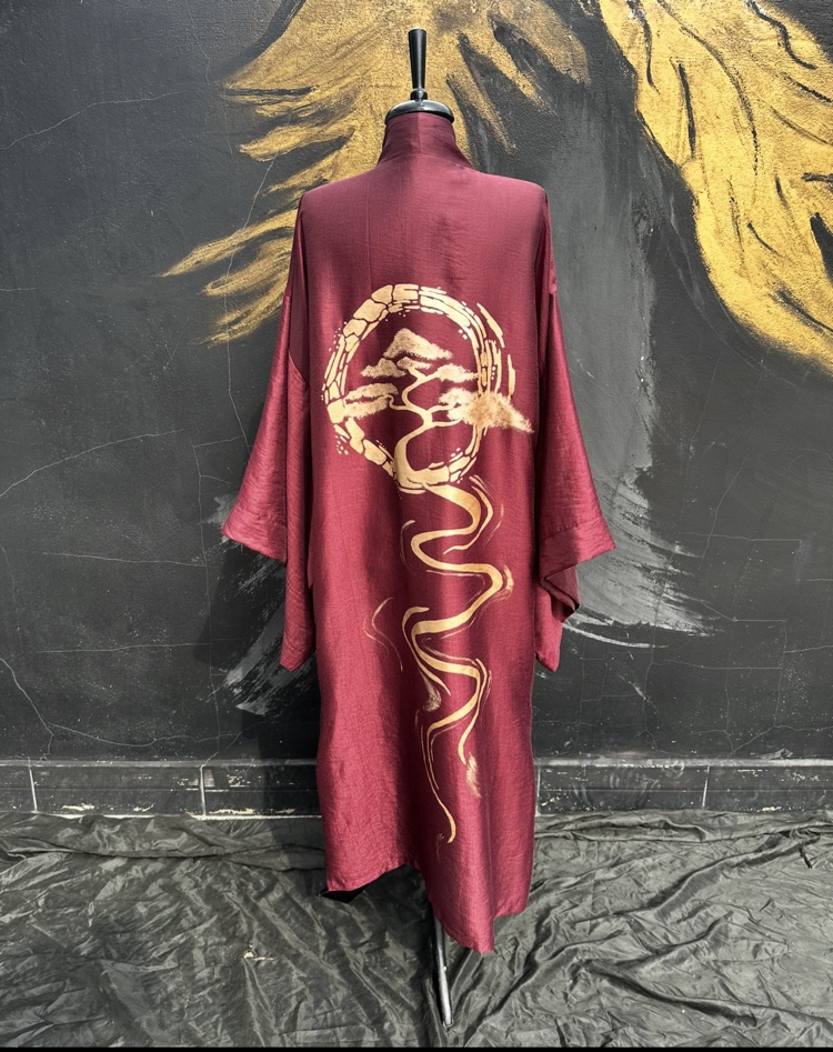 Hand-painted Zen Bonsai Kimono || SASH Collection 
