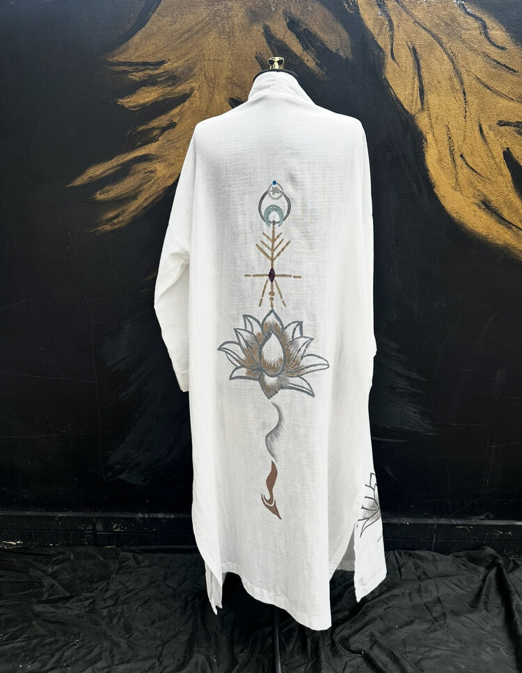 Hand-painted Lotus Kimono 