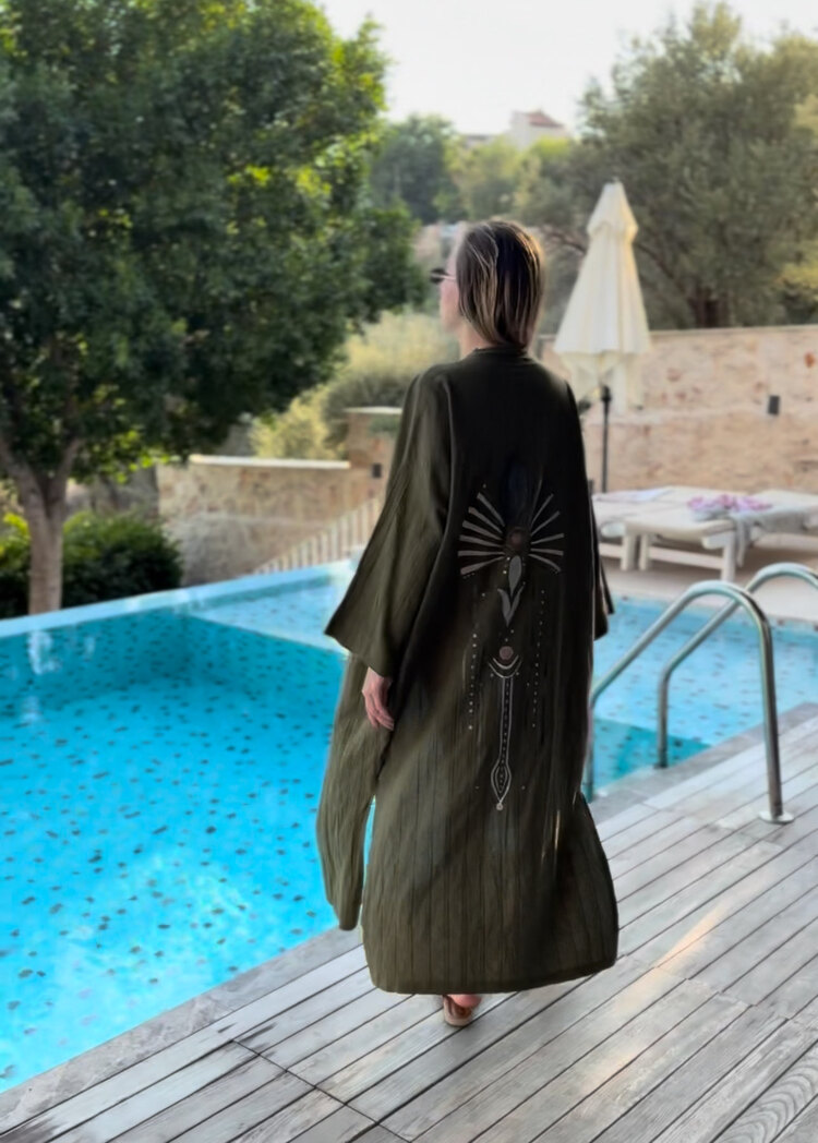 Hand-painted Linen Tiama Kimono 