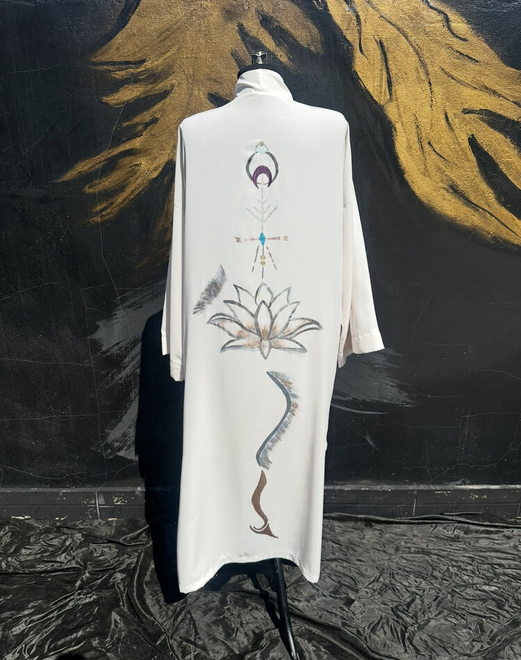 Hand-painted Lotus Kimono
