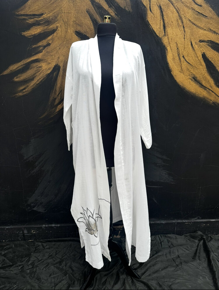 Hand-painted Lotus Kimono 