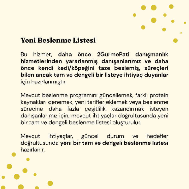Yeni Beslenme Listesi