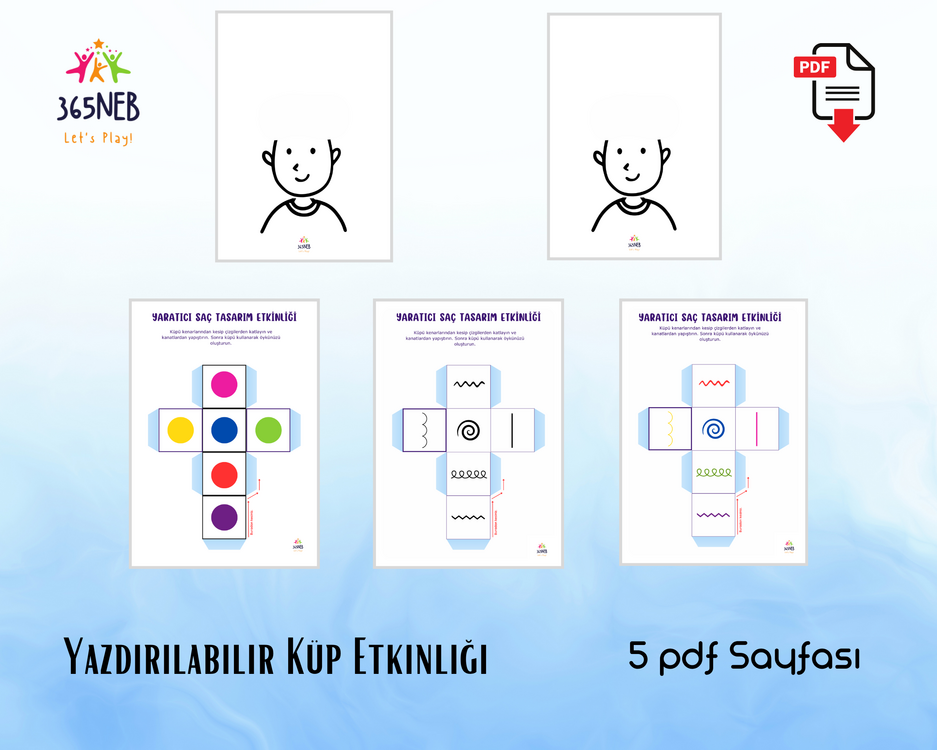 Yaratıcı Saç Tasarım Küpü | Yazdırılabilir Etkinlik Oyunu |  4–8 Yaş
