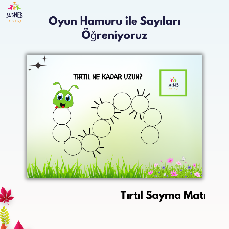 Tırtıl Temalı Oyun Hamuru Sayma Matı | 1–12 Sayılar | Okul Öncesi PDF Etkinlik