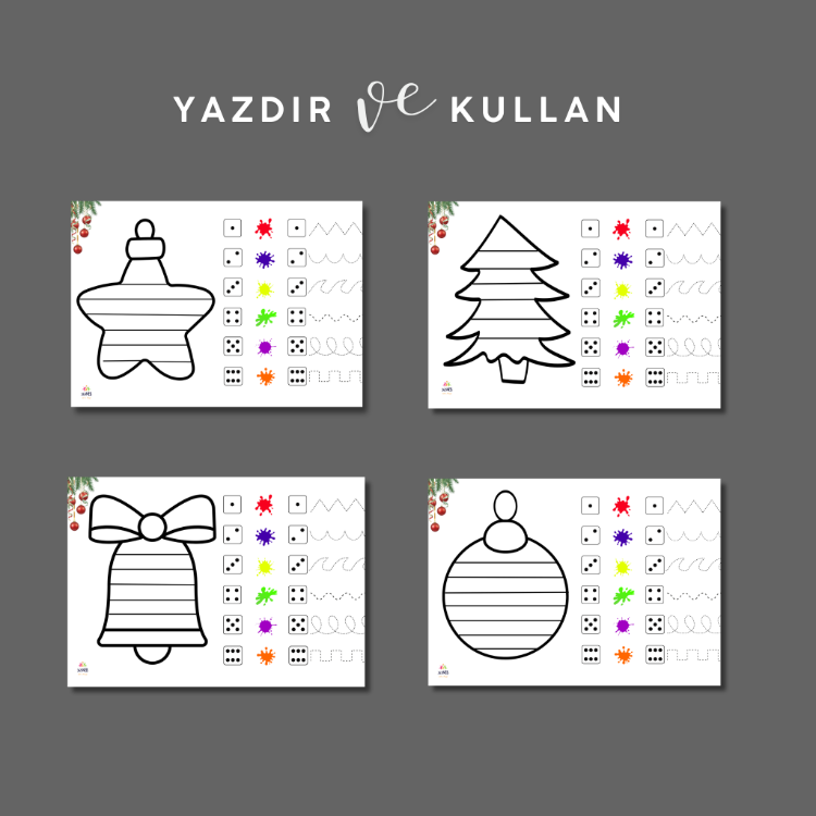 Yeni Yıl Çizgi Çalışmaları | 4–8 Yaş İçin Eğlenceli ve Ekransız Etkinlik PDF’i