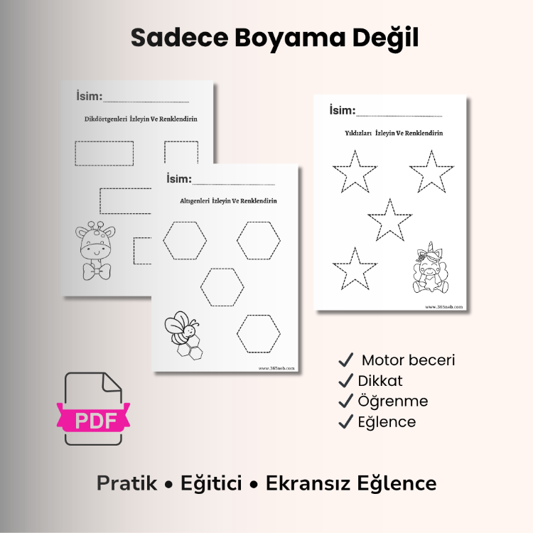 Eğlenceli Çizgi Takip & Boyama Etkinlikleri (3–5 Yaş)
