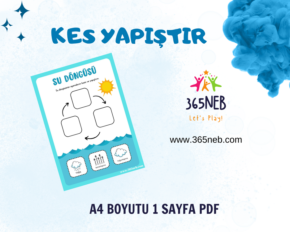 Yağmur Döngüsü Etkinliği | Su Yaşam Döngüsü |Okul Öncesi Yazdırılabilir Etkinlik