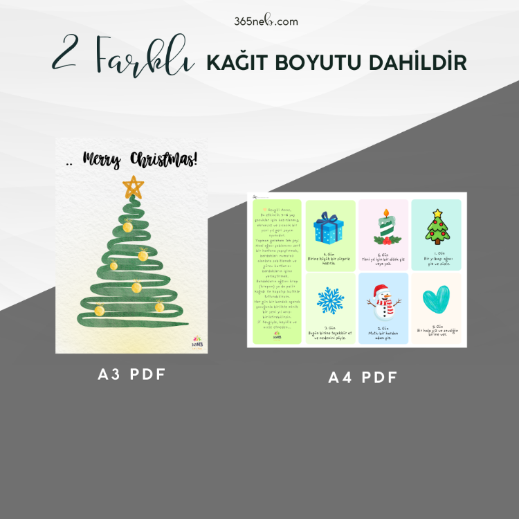 Yeni Yıla Geri Sayım Noel Ağacı Etkinliği (PDF) | 6 Günlük Görev Kartları