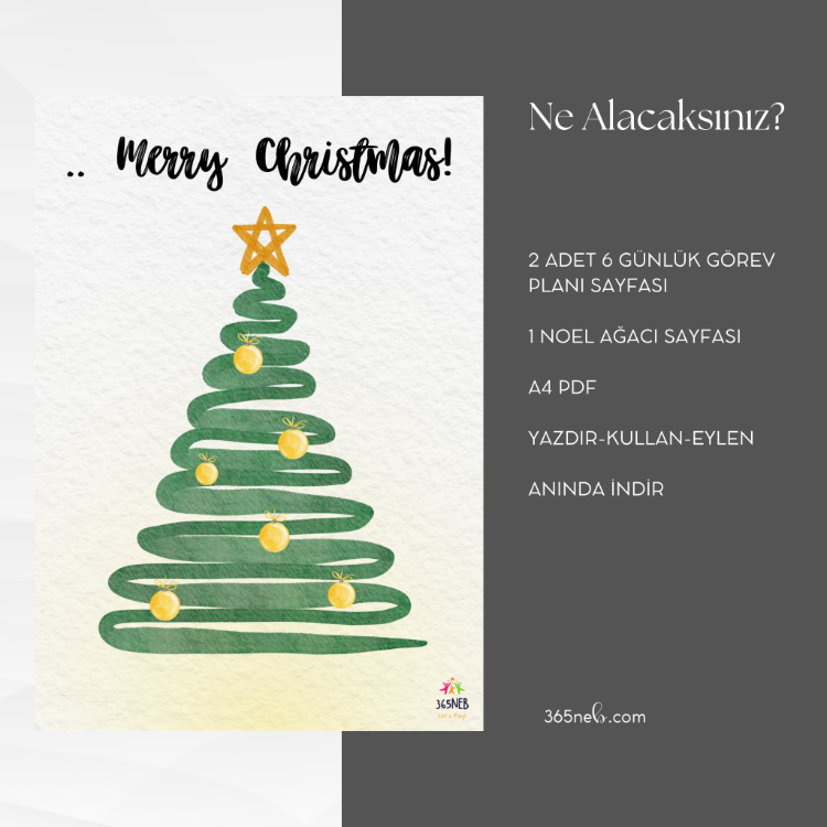 Yeni Yıla Geri Sayım Noel Ağacı Etkinliği (PDF) | 6 Günlük Görev Kartları