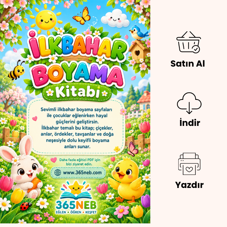 İlkbahar Boyama Kitabı | 3-8 Yaş | 30 Sayfa PDF