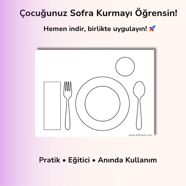 Sofra Düzeni Etkinliği (A3 PDF) | Montessori Günlük Yaşam Çalışması | 3-6 Yaş