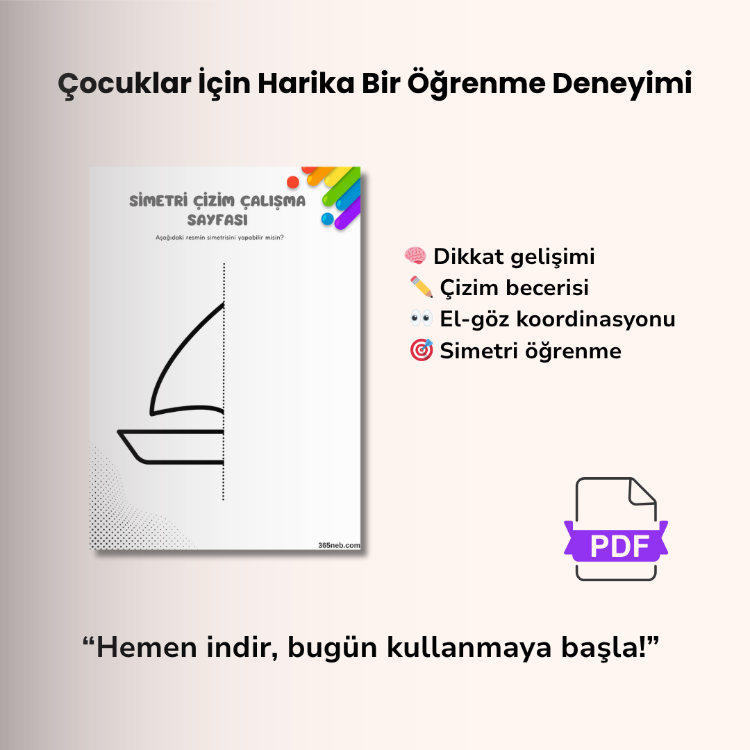 Simetri Çizim Etkinlikleri | 15 Sayfa Eğitici PDF | Okul Öncesi (3–6 Yaş)