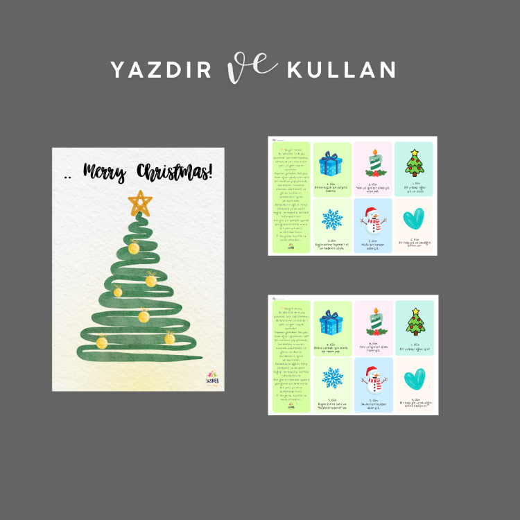 Yeni Yıla Geri Sayım Noel Ağacı Etkinliği (PDF) | 6 Günlük Görev Kartları
