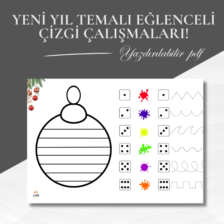 Yeni Yıl Çizgi Çalışmaları | 4–8 Yaş İçin Eğlenceli ve Ekransız Etkinlik PDF’i